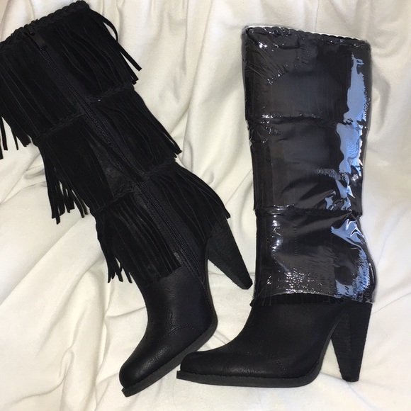 Volatile Shoes - FRINGE HEELED BOOTS